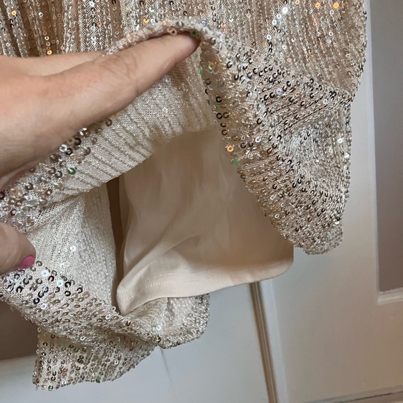 Champagne Sequin Plunge Sleeveless Romper - Picture 4 of 9